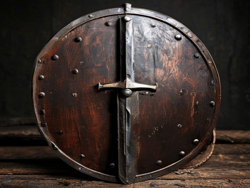 West African Cavalry Saber & Leather Shield